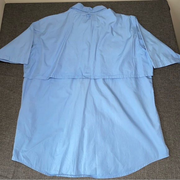 Worldwide Sportsman Shirt Men's L Blue Button Down Vented Cape Back Fishing - Picture 5 of 9
